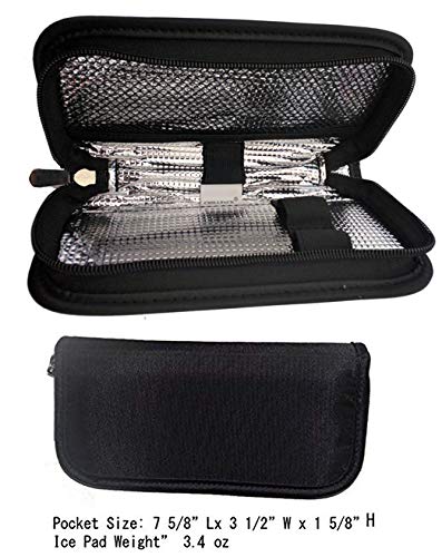 CHILLPACKS Diabetic Insulin Pen /Medication Cooler Case,for 2's or larger pen - w/2x Ice Packs (Black)