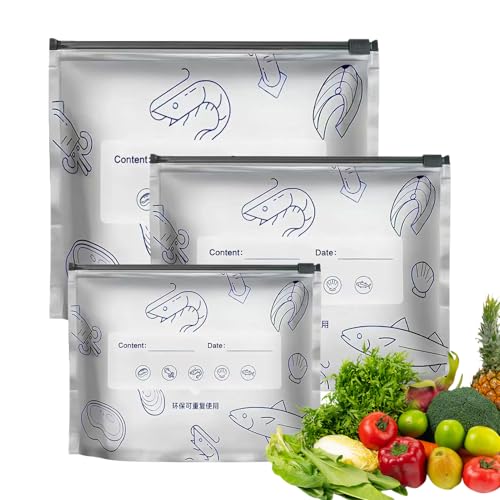 Amesor Bolsas Autosoportables | Bolsas Herméticas con Cierre Zip para Conservación de Alimentos - 30 Unidades Para Congelador, Y Organización De Cocina: Carnes, Frutas, Snacks