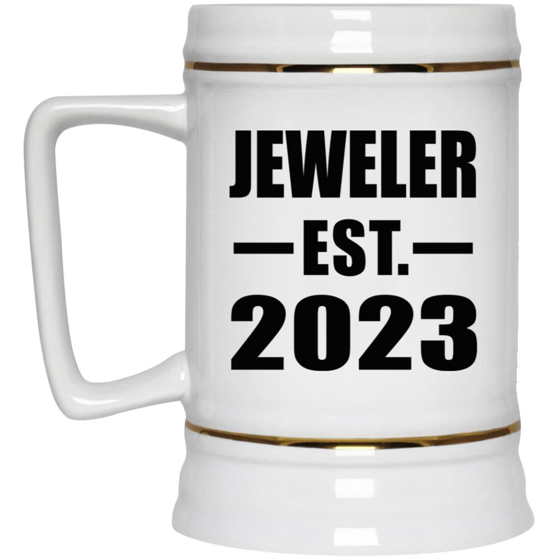 DesignsifyDesignsify Gifts, Jeweler Established EST. 2023, 22oz Beer Stein Ceramic Tankard Mug with Handle for Freezer, for Birthday Anniversary Mom Dad Parents Fathers Mothers Day Party, to Men Women Him Her