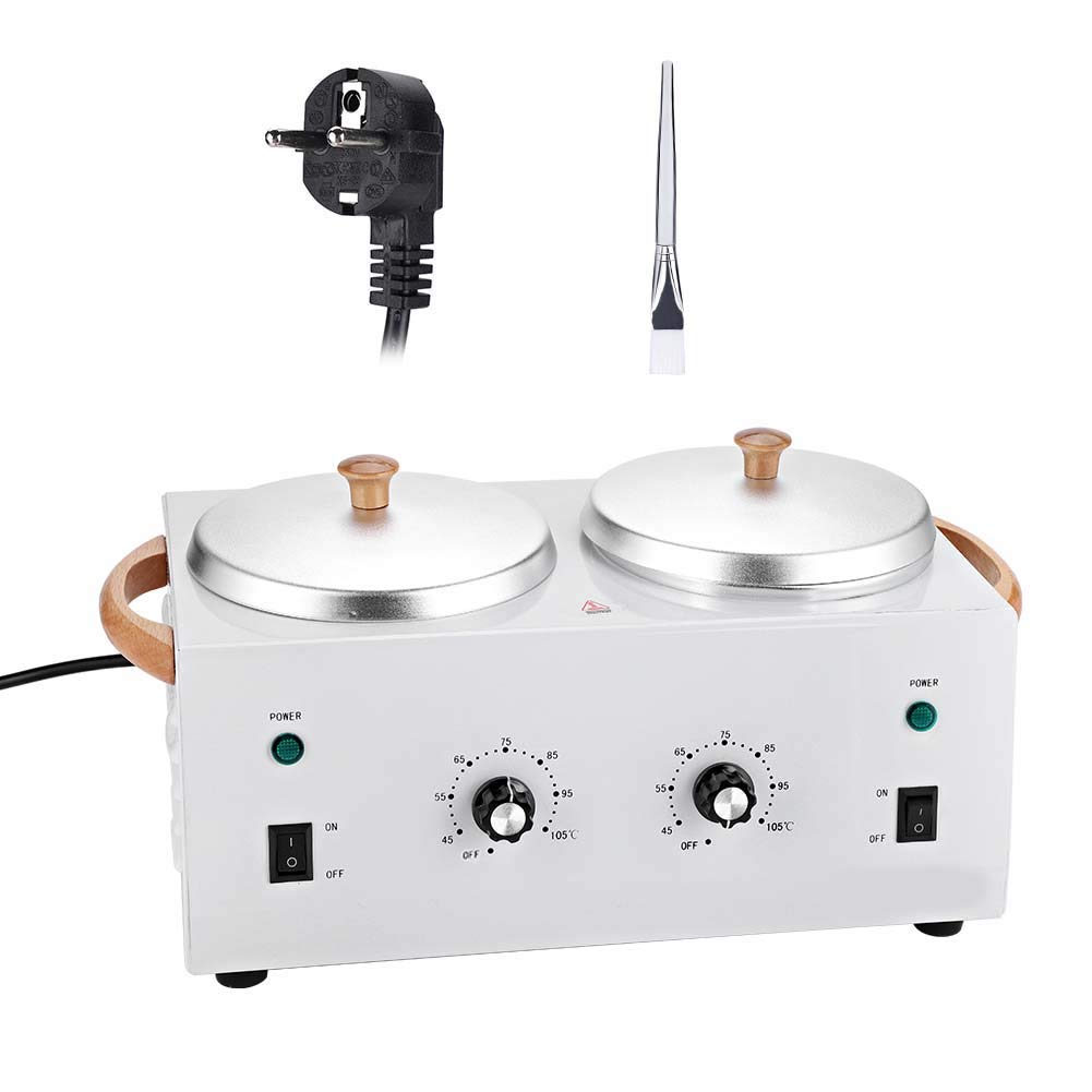 Calentador de cera,Caliente de Parafina Salon Spa Dual Pot Depilatoria de cera Calentador de la Máquina 220V