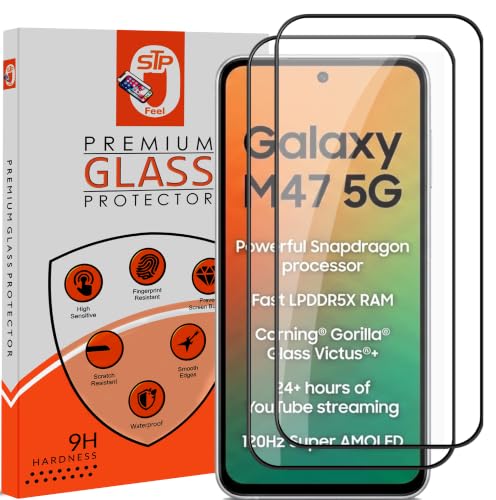 Image of STP FEEL Premium HD+ Tempered Glass Screen Protector Guard Compatible For Samusng Galaxy M47 5G (6.7 Inch, Pack of 2) | Edge to Edge Coverage With Easy to installation kit for Smartphone