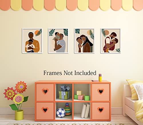 African American Wall Art Boho Black Men Wall Decor Abstract Black Man Art Pictures Canvas Prints Modern Minimalist Painting Poster,Abstract Boho Wall Art Prints Set Of 4 Suitability Fashion Bedroom Living Room Bathroom Gallery Boho Room Decor (8X10 Inches, Unframed) #TOP5