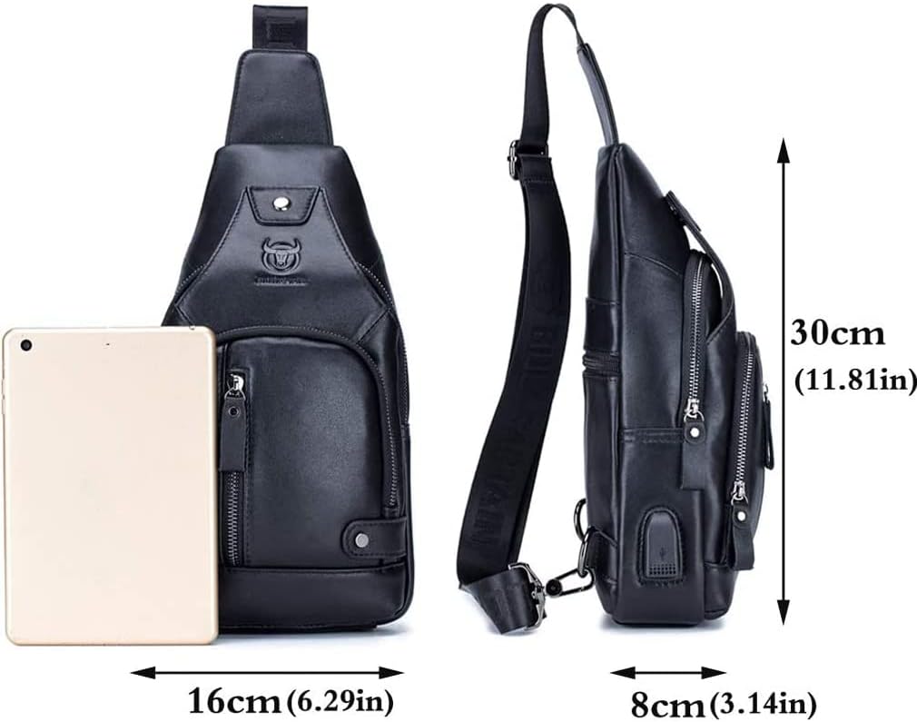 KPYWZER Vintage Leather Sling Bag Backpack for Men Crossbody Shoulder Chest Day Pack Backpacks - Image 6
