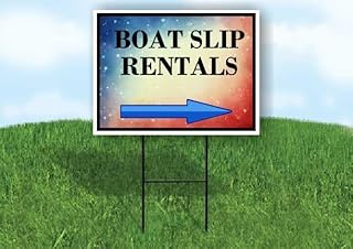 Boat Slip Rentals 4Th Of July American Flag Usa Patriotic Watercolor Right Arrow Single Sided 18x24 in. Yard Road Sign w/Stand