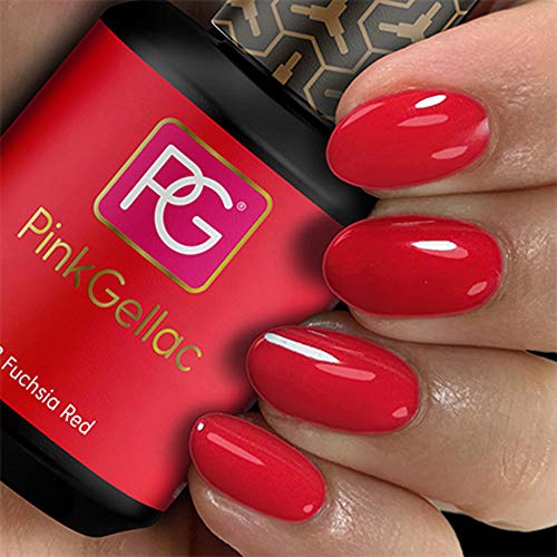 Pink Gellac Shellac Gel Nagellack 15 ml für UV LED Lampe | 133 Fuchsia Red Rot | Gel Nail Polish for UV Nail Lamp pink… – Bild 3