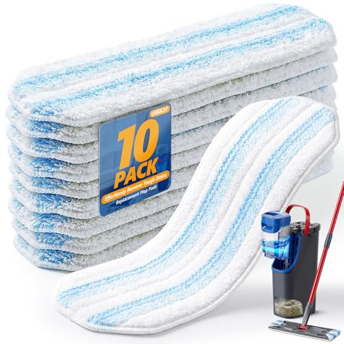 10 Pack Mop Replacement Pads for O Cedar H2pro Flat Mops Mop Pads for O-Cedar Mop Refills Washable and Reusable Microfiber Mops Pad Compatible with Ocedar Flat Head