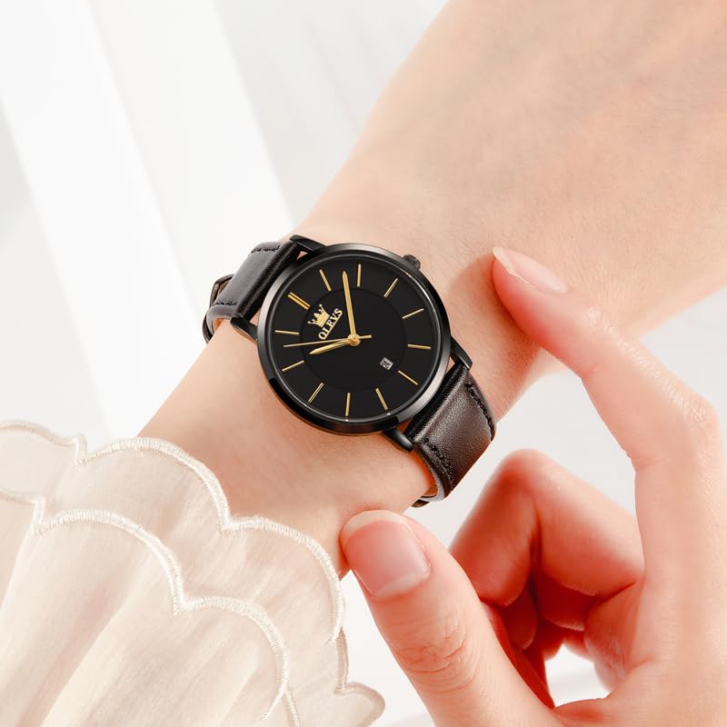 Image of OLEVS Womens Watch Minimalist Simple Slim Thin Original Analog Quartz Dress Wrist Watches Stainless Steel Mesh or Leather Strap Waterproof Watches for Ladies