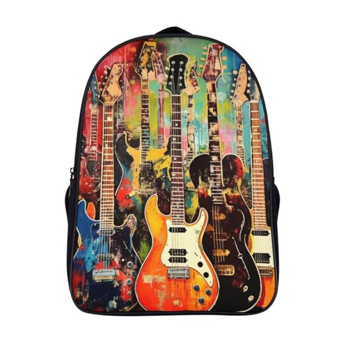 Mochila escolar para niños con guitarra en 3D para el regreso a clases de primaria y secundaria