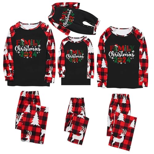 Conjunto de pijama familiar de Navidad para hombre y mujer, con letras impresas a juego, cómodo para él y ella, diseño de dibujos animados para niños y niñas, para bebés de 12 meses, 18 meses a 21