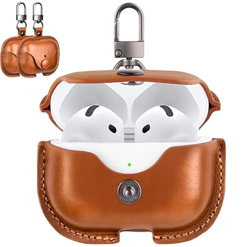 For AirPods 4 �P�[�X �v�yESEENN�z�Ή� AirPods 4 PU�v �C�^���A�����U�[ �� �S�ʕی� �����h�~ �ϏՌ� �L�Y�h�~������h���i�L�[�z���_�[�t���j�[�d�֗� �����[�d�\ LED���C�g�� ���C�����X�[�d�Ή� (�u���E��)