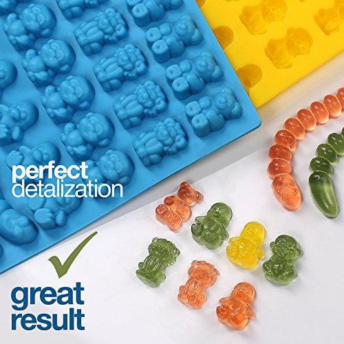image for The Silly Pops Gummy Bear Mold Bpa Free Silicone (Yellow, Blue) - Set 