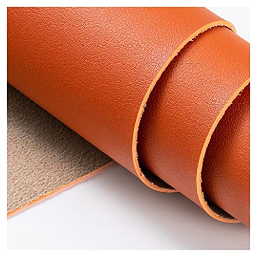Tissu simili cuir imperméable orange 1.38x10m pour réparer canapé déchiré et siège auto usé