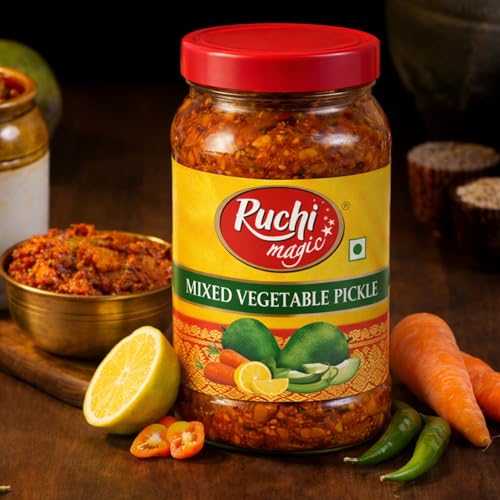 Image of Ruchi Magic Mixed Veg Pickle | Crunchy Traditional Indian Pickle with Assorted Vegetables and Spices | Deliciously Tangy & Spicy Home-Style Taste | 1 kg