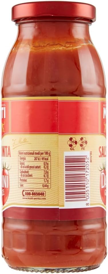 Mutti Salsa Pronta Datterini, Sugo di Pomodoro 100% Italiano, Confezione da 12 x 300g, + portachiavi italy shop service