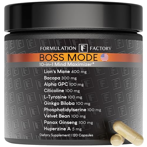 Boss Mode 10-in-1 Nootropic Cognitive Enhancement Supplement, Foc...