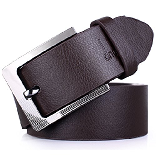 PolarLander Pu Ceintures de cuir pour hommes Metal Buckle Boucle Jeans Ceintures Hommes Marron