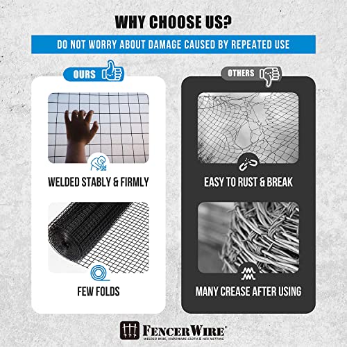 Fencer Wire 16 Gauge Black Vinyl Coated Welded Wire Mesh Size 1 Inch By 1 Inch (C. 3Ft. X 50Ft.) #TOP4