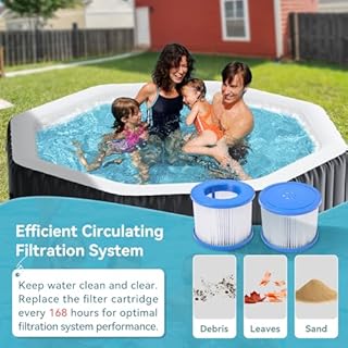 Inflatable Hot Tub, 4-6 Person Large Polygon Portable Blow Up Hot Tub, Leak-Proof PVC Outdoor Spa with 130 Air Jets, Heater Pump and Insulated Cover, 77” X 77”X 25”
