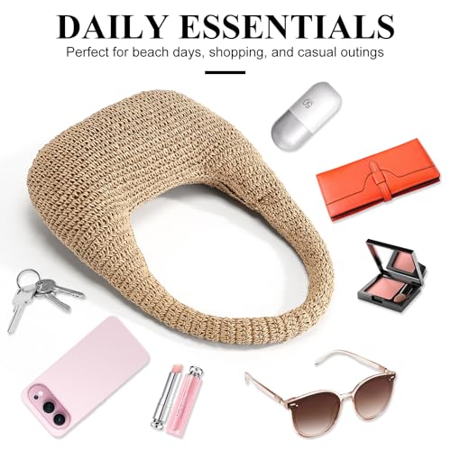 Bolso de playa de paja para mujer, tote para verano miniatura 6