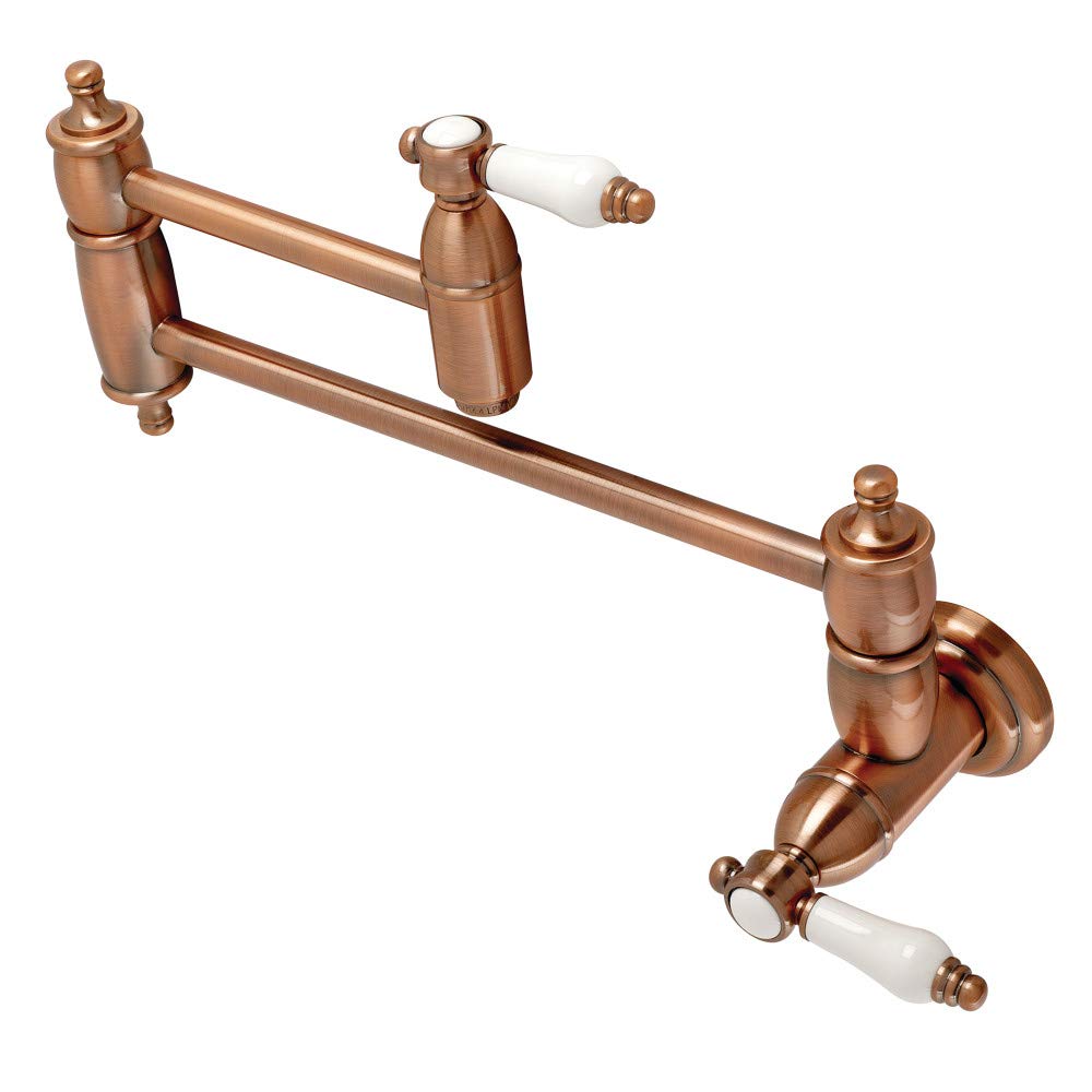 Kingston Brass KS310BPLAC Bel-Air Wall Mount Pot Filler Kitchen Faucet, Antique Copper