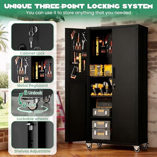 Image of Garage Cabinet System | Heavy Duty Steel All-in-One Modular Garage Cabinet Set for Ultimate Workshop Organization | Easy Assembly Garage Storage Cabinets & Tool Bench