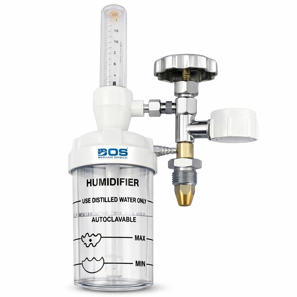 Oxygen Flow Meter with Humidifier Bottle for Oxygen Cylinder | Medical Oxygen Regulator with Flowmeter Gauge & Control Valve | Hospital Grade Oxygen Flowmeter-picture-19