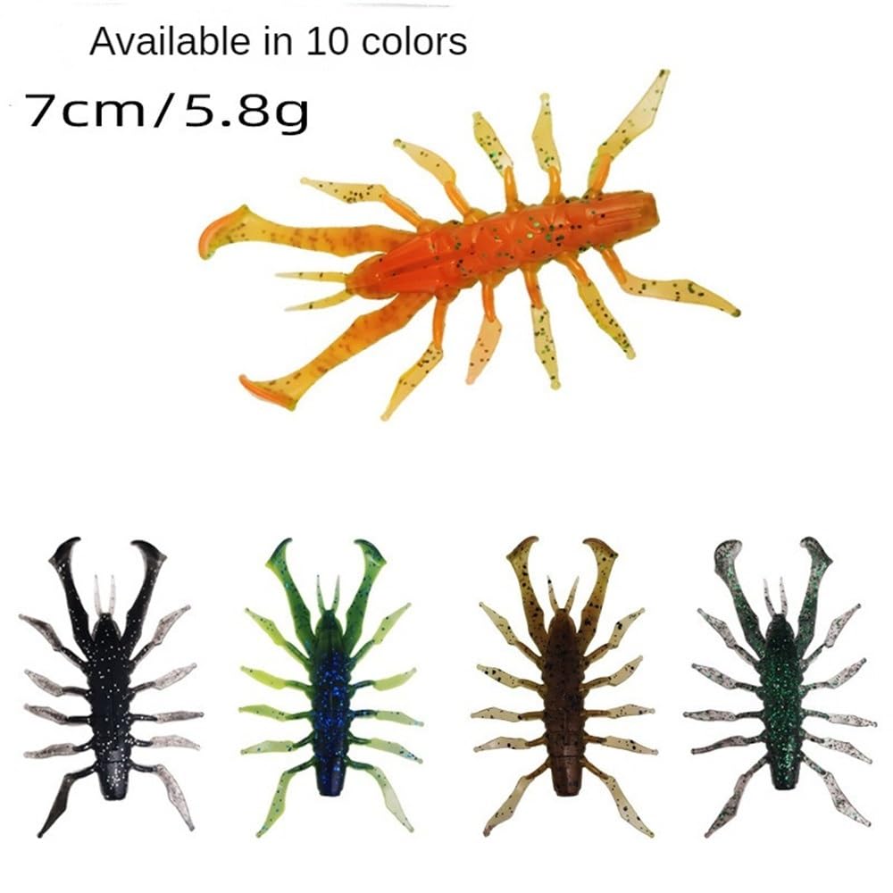 10 Stück Polypoda-Köder, Subsoft-Köder, Cyan-Schwarz, langsam sinkende Wobbler for Angeln, 3,5 cm ~ 7 Gummi-Angelköder-Set