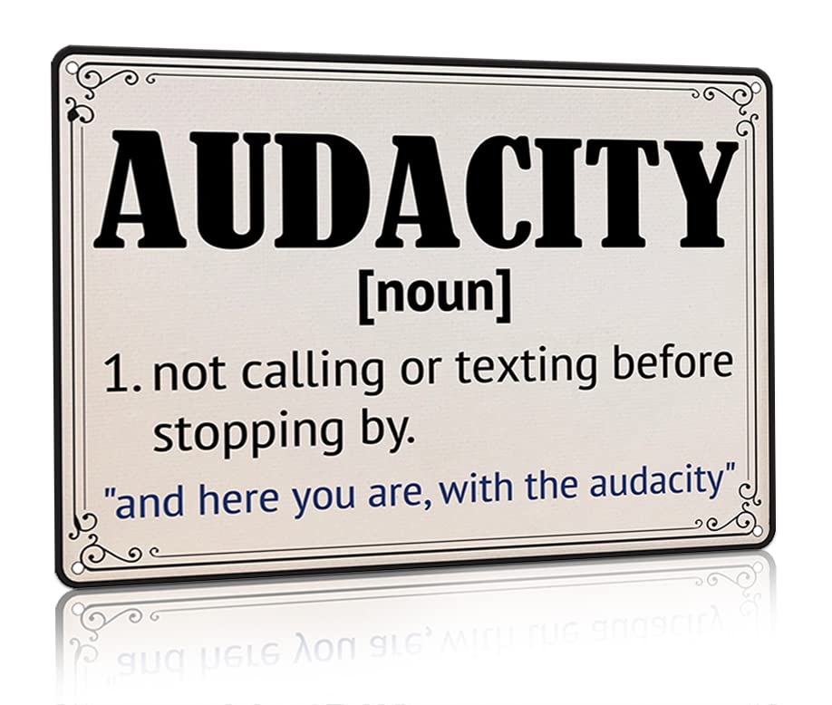 Audacity Funny Office Sign Coworker Gift Metal Tin Sign Wall Art Decor Vintage Art Coffee Bar Signs Home Decor Gifts Decoration 8 X 12 inches