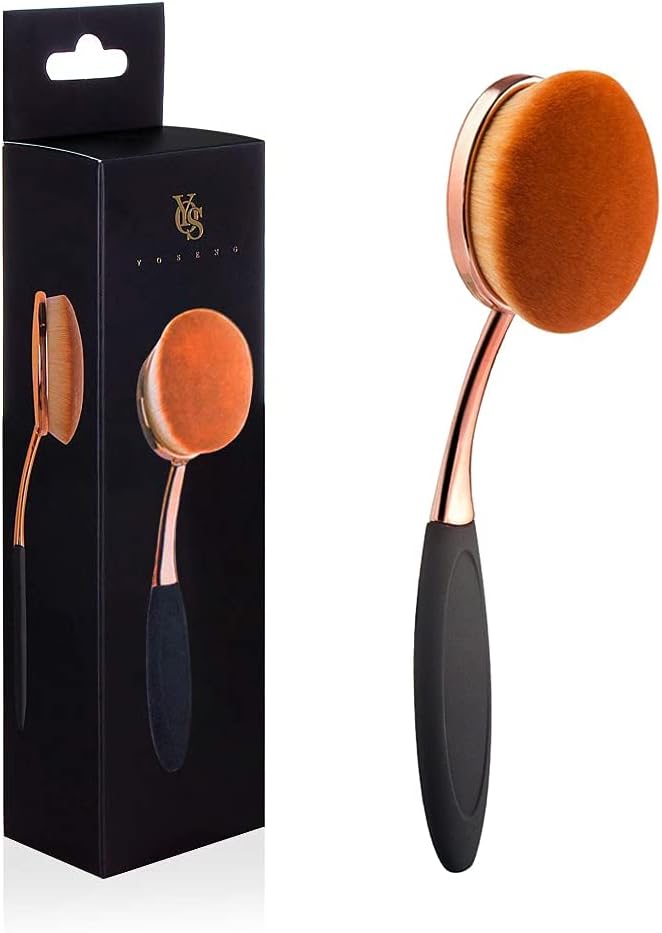 Yoseng Oval Foundation Brush Second Largest Toothbrush Makeup Brushes Fast Flawless Application Liquid Cream Powder Foundation Sunscreen(Medium)