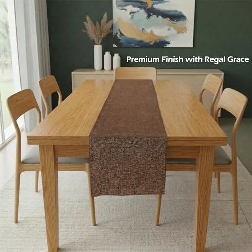 Image of Kuber Industries 72x12 inch Jute Table Runner for Party, Wedding and Family Dinners | Washable & Reusable Centre and Dining Table Runner | Brown