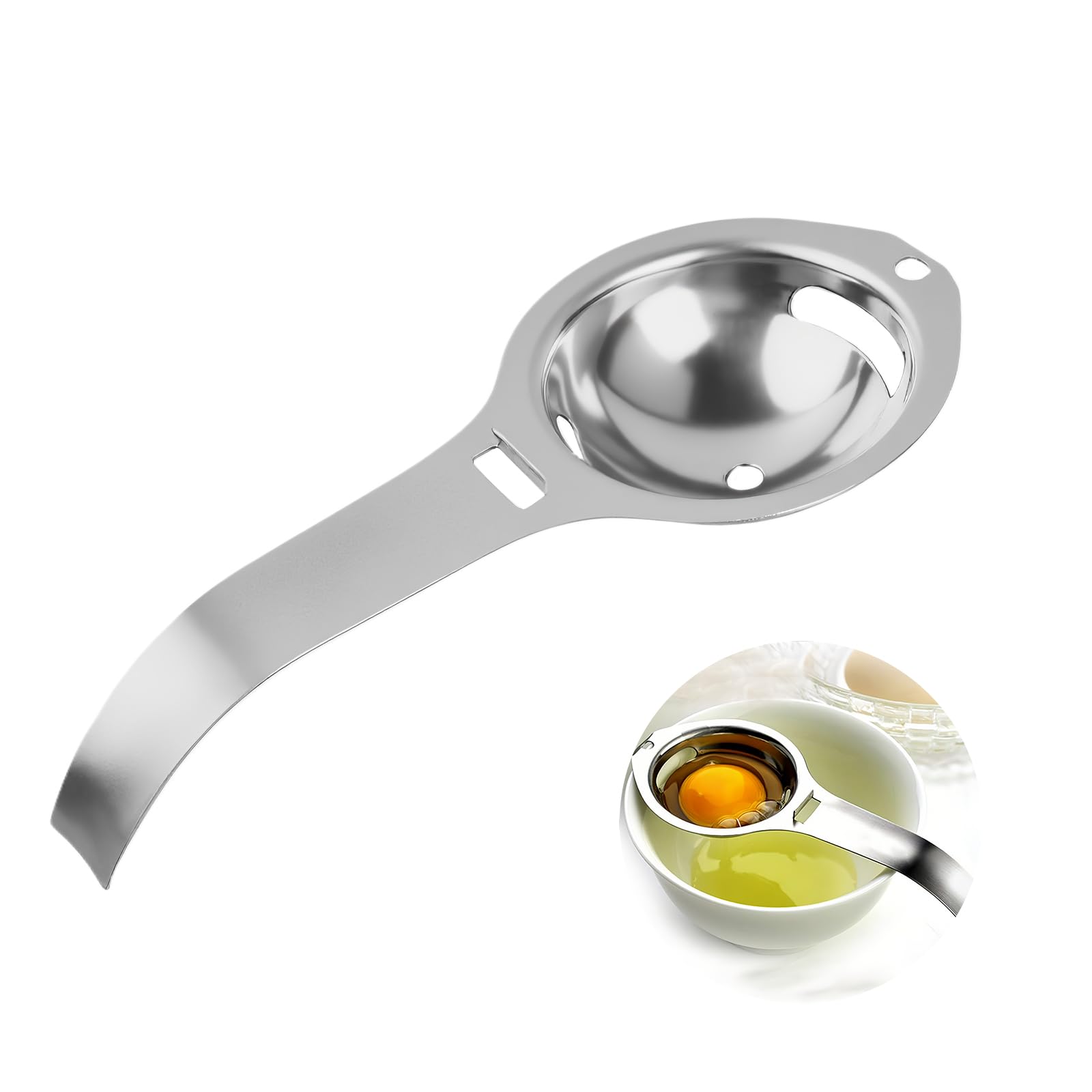 Separador Yema de Huevo Acero Inoxidable, Alimenticio Divisor de Huevo Extractor de Clara Huevos Egg Yolk Separator Stainless Steel Kitchen Gadget White Separators Tool para Hornear