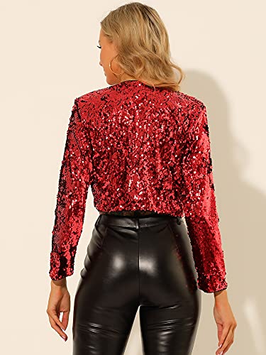 Image of Allegra K Women's Sequin Jacket Party Long Sleeve Open Front Crop Cardigan Bolero Shrug