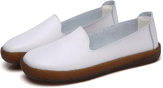 Amazon.com: Wangchngqing Zapatos de vestir para mujer, estilo plano, zapatos  de mujer, mocasines blancos para mujer, zapatos planos casuales de  enfermera, zapatos deportivos de cuero genuino para mujer (color: blanco,  talla de