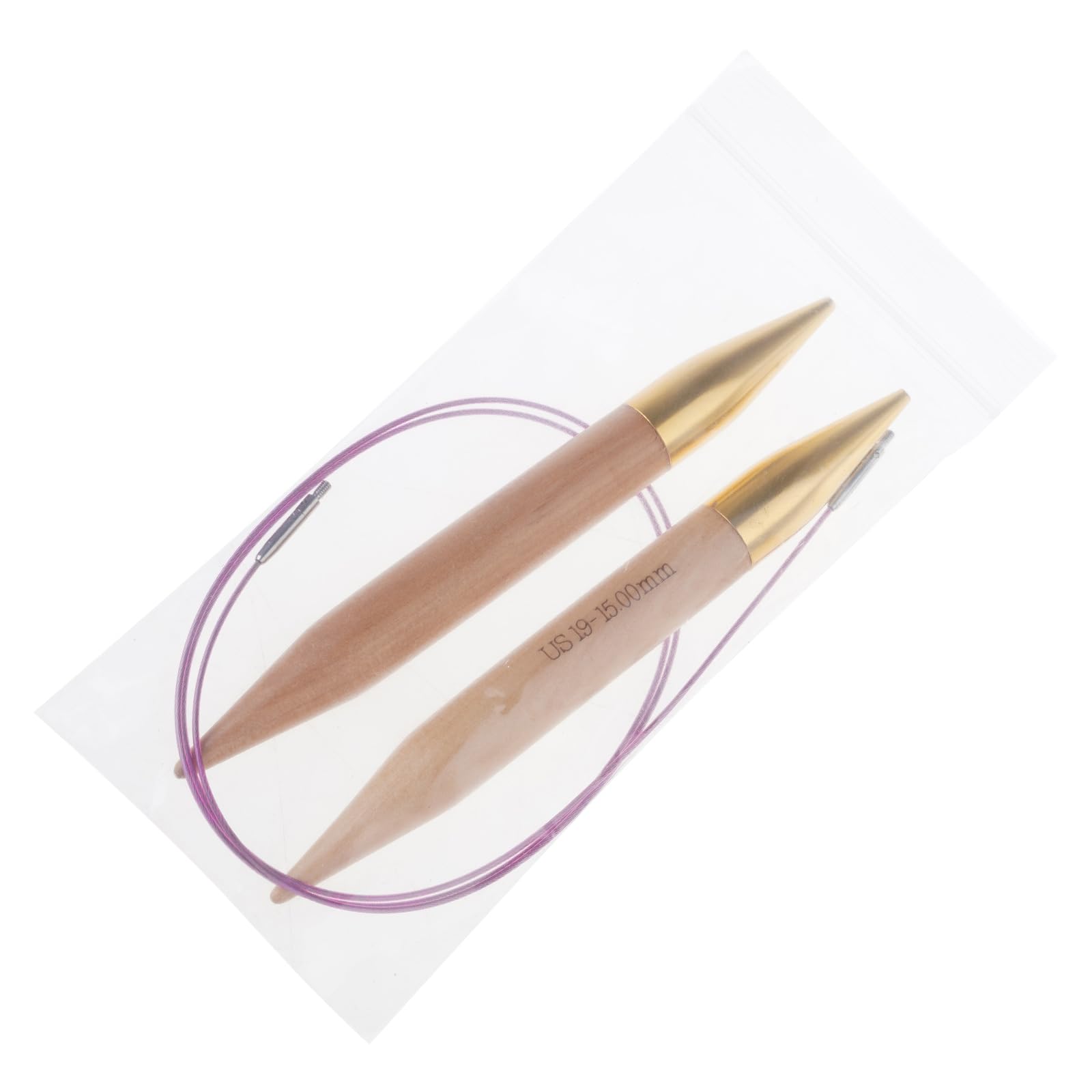 Jazuaiao 15Mm 1Pair Of Interchangeable Circular Knitting Needle Set For Knitting Sweater Sock Circular Wood Needle Set Beginner Crochet