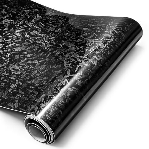 Image of Spurtar Gloss Forged Carbon Fiber Vinyl Wrap for Cars Black, 1ft x 5ft