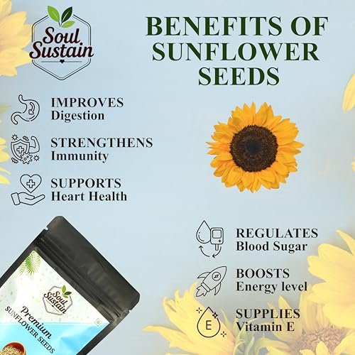 Image of SoulSustain Sunflower Seeds 150 GM, Shelled Sunflower Kernels for Snacking, Baking, Salads and Trail Mix, Vegan Protein, Keto Friendly, Non GMO, Bulk Snack Food