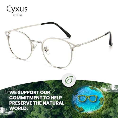 Image of Cyxus Blue Light Blocking Glasses Round Metal Frame Computer Glasses | Blue light blocking glasses featuring round metal frame, comfortable fit and versatile use for work, study and entertainment