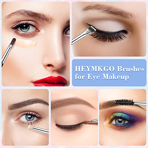 Heymkgo 3Pcs Angled Eyebrow Eyeliner Brush Double-Ended Thin Ultra Fine Point Bent Gel Eyeliner Tool Eye Concealer Brush And Sponge Under Eye Eyelash Spoolie Brushes Makeup Brushes Set #TOP5