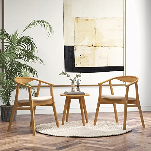 Giantex Bamboo Accent Chair Set Of 2 - Wood Natural Boho Accent Dining Chairs With Armrest And Curved Backrest, Accent Arm Chair For Living Room, Dining Room, Small Space #TOP7