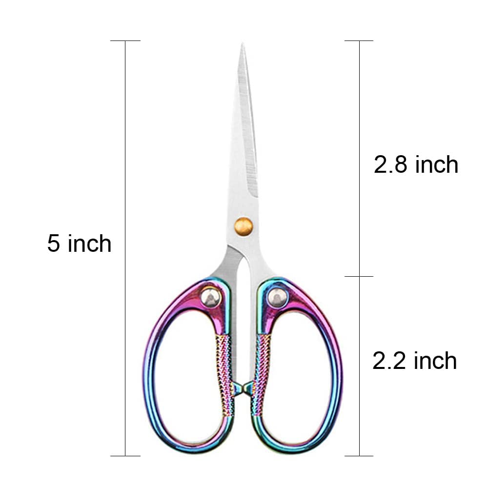 Tijeras de oficina, tijeras de cuchilla ultra afiladas, tijeras afiladas, resistentes para oficina, hogar, escuela, suministros de manualidades, tijeras multiusos, 5 pulgadas, coloridas