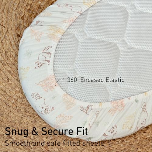 Image of Gllquen Baby Organic Cotton Bassinet Sheets (33 inchx17 inch) 2-Pack Animal | 100% Cotton Bassinet Mattress Sheets, Compatible with Halo, Graco, Baby Delight. Soft, universal fitted for girls boys unisex