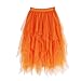 tüllrock Damen, tüllrock orange lang, Puffy Unterrock Tüll 50Er Faschingskostüme Mesh Rock Mit Elastische Kostüm Karneval A-Linie Feen Kleid Hohe Taille Tanzrock Ballettrock 001a Orange, XL