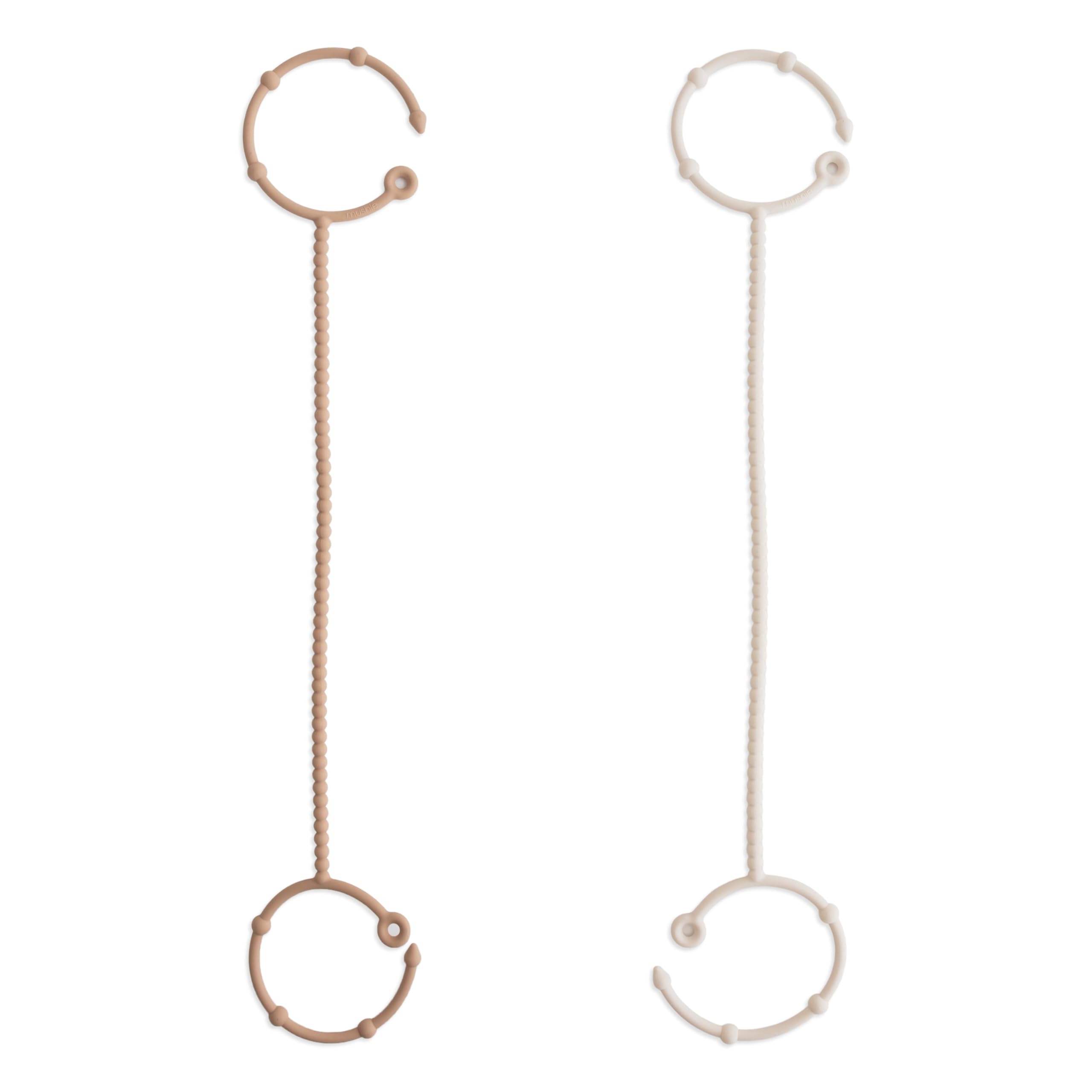 mushie Adjustable Silicone Toy Straps 2-Pack | Baby Accessories Holder for Travel, Stroller, High Chair (Natural/Shifting Sand)