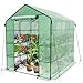 VOUNOT® Gewächshaus Foliengewächshaus, begehbares Gartenhäuschen mit 12 Regalebenen, Tomatenhaus Tomatengewächshaus, Grün 143x215x195cm