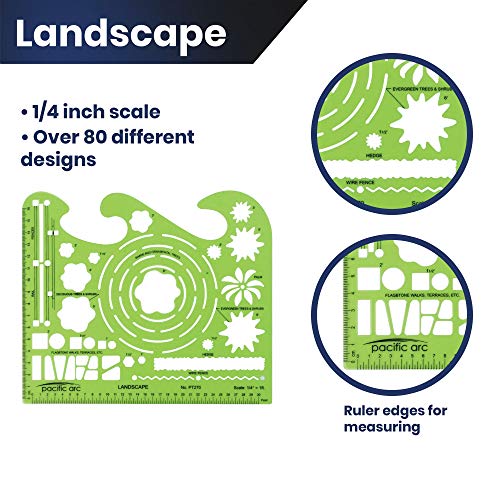 Image of Pacific Arc Landscape Template Guide, with Trees, Shrubs, Hedges, Fences, Flagstone Walks, and Terraces