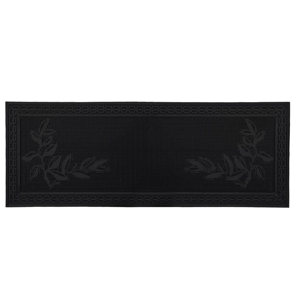 Jvl Black Foliage Scraper Rubber Pin Patio Doormat, 45X120cm,
