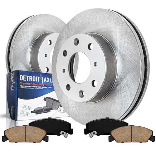 Image of Detroit Axle - Front Brake Kit for 1990-2000 Honda Civic 1990-1991 CRX | Disc Brake Rotors and Ceramic Brakes Pads Replacement 9.45 inch inch Front Rotors