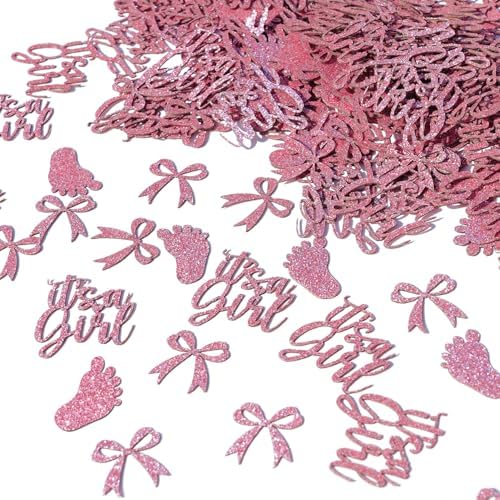200Pcs It's a Girl Confetti, Pink Baby Shower Table Scatters, Bow...
