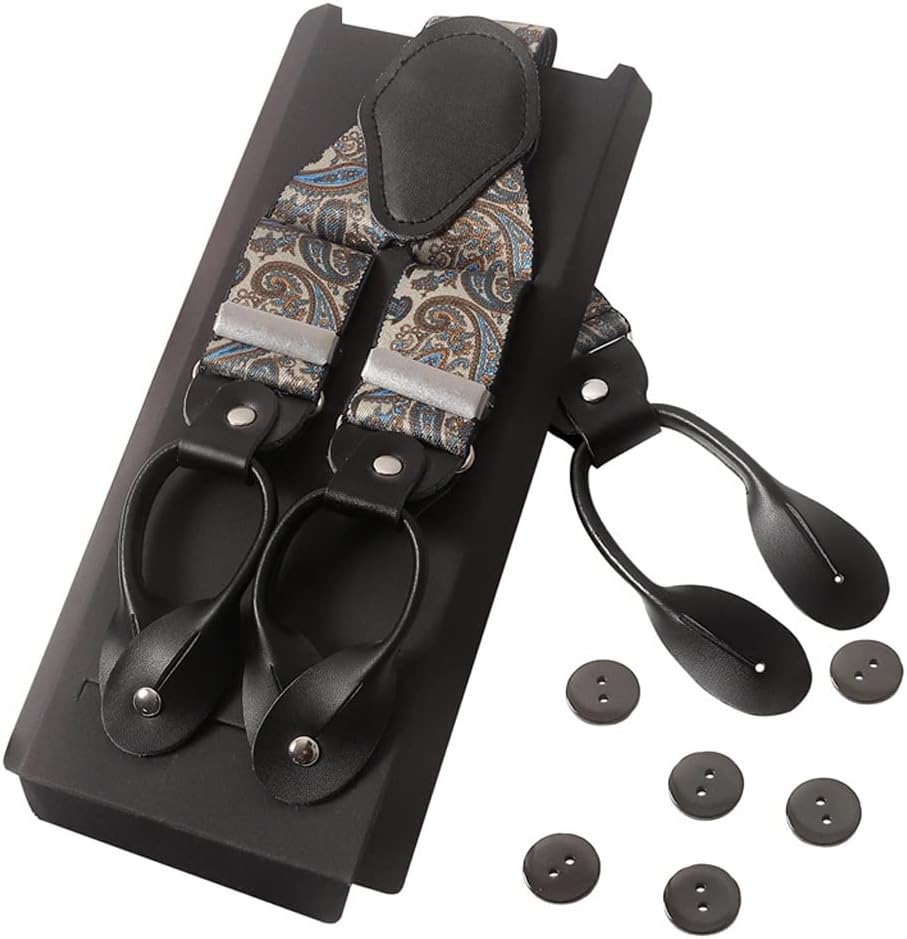 Vintage 3.5 Cm Wide Leather Suspenders Men Button Pant Braces Male Wedding Unisex Wear