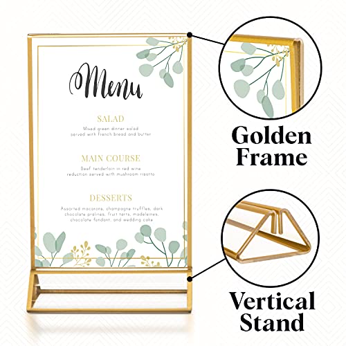 SUPER STAR QUALITY Clear Acrylic 2 Sided Frames with Gold Borders and Vertical Stand | Ideal for Wedding Table Number Holder, Double Sided Sign, Clear Photos, Menu Holders - Thumbnail 3